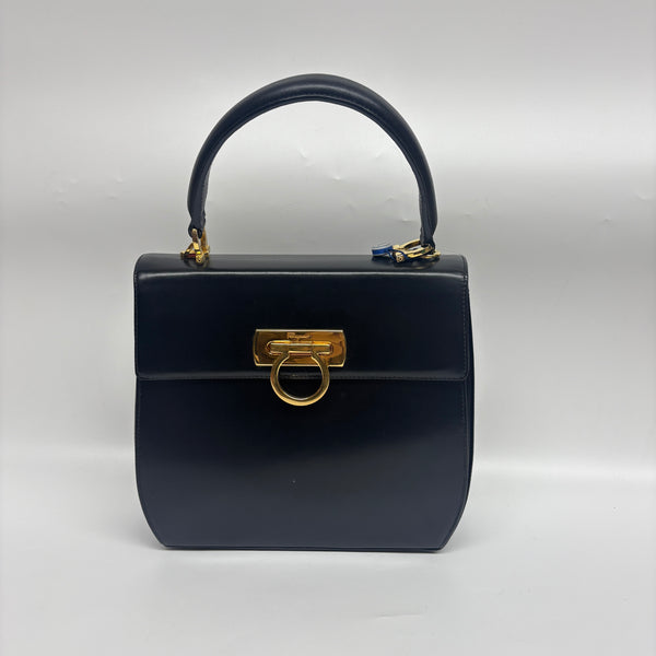 Pre-owned Ferragamo Black Calfskin Top Handle