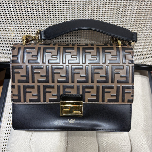 Pre-owned Fendi Classic FF Logo Calfskin Crossbody