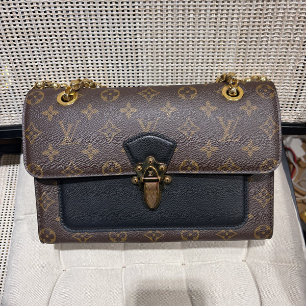 Pre-owned Louis Vuitton Victoria Black Calfskin Monogram
