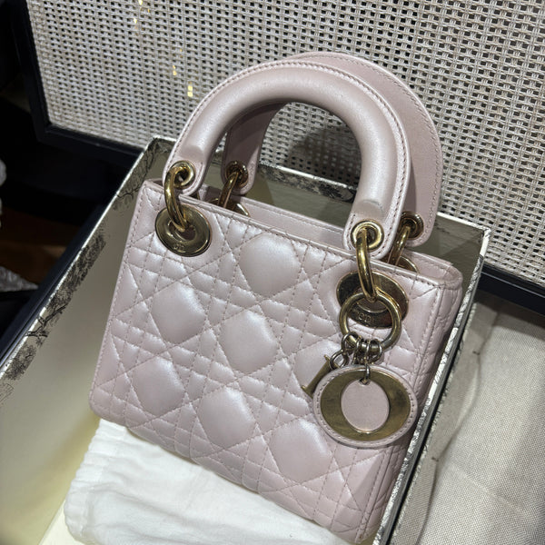 Pre-owned Christian Dior Lady Dior Mini Pearl Pink Crossbody