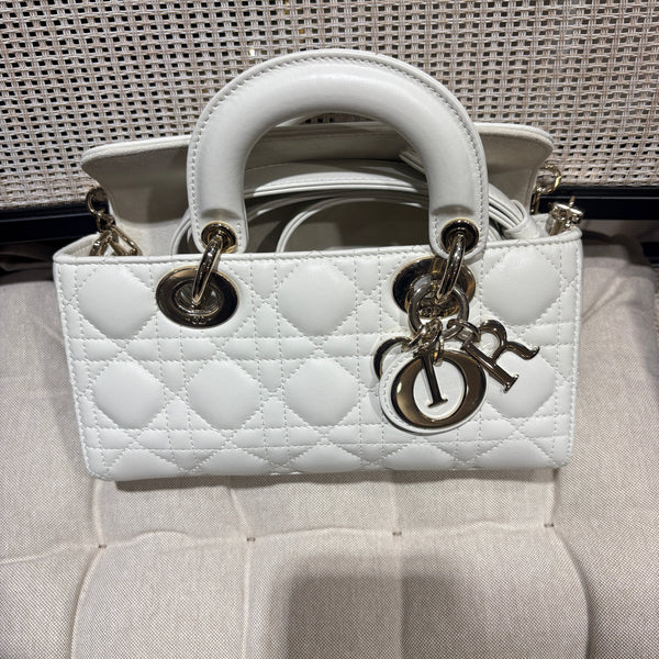 Pre-owned Christian Dior D-joy White Calfskin Crossbody