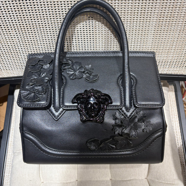 Pre-owned Versace Palazzo Empire Black Calfskin Handbag Limited