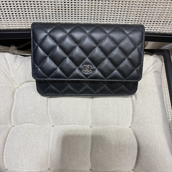 Pre-owned Chanel Classic Flap Black Cavier WOC Crossbody