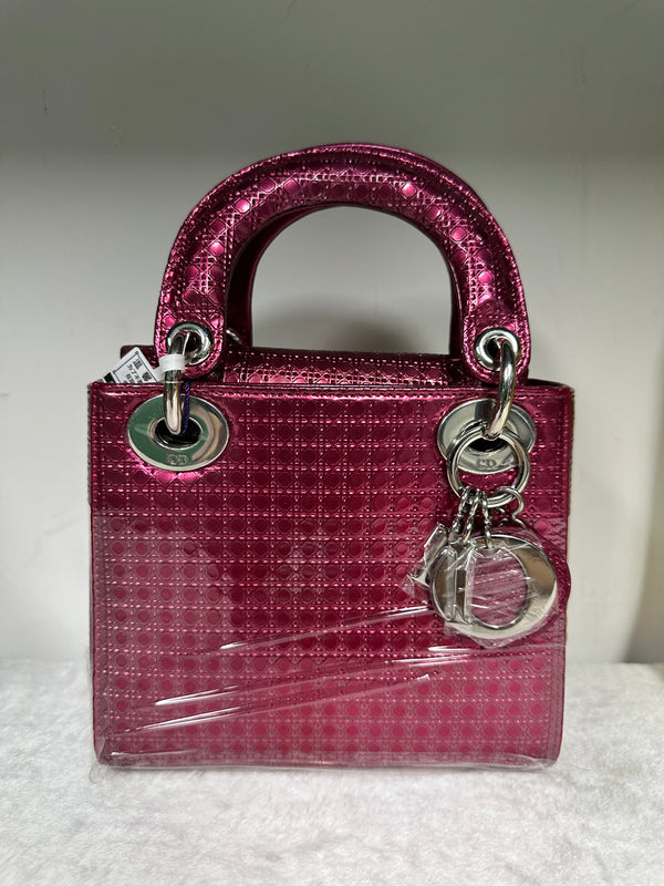 Christian Dior Lady Dior Bag Micro Cannage Metallic Hot Pink Calfskin Mini