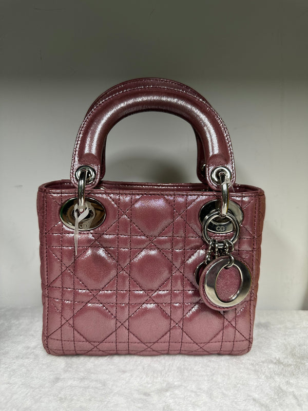 Christian Dior Lady Dior Chain Bag Cannage Quilt Pearl Pink Mini