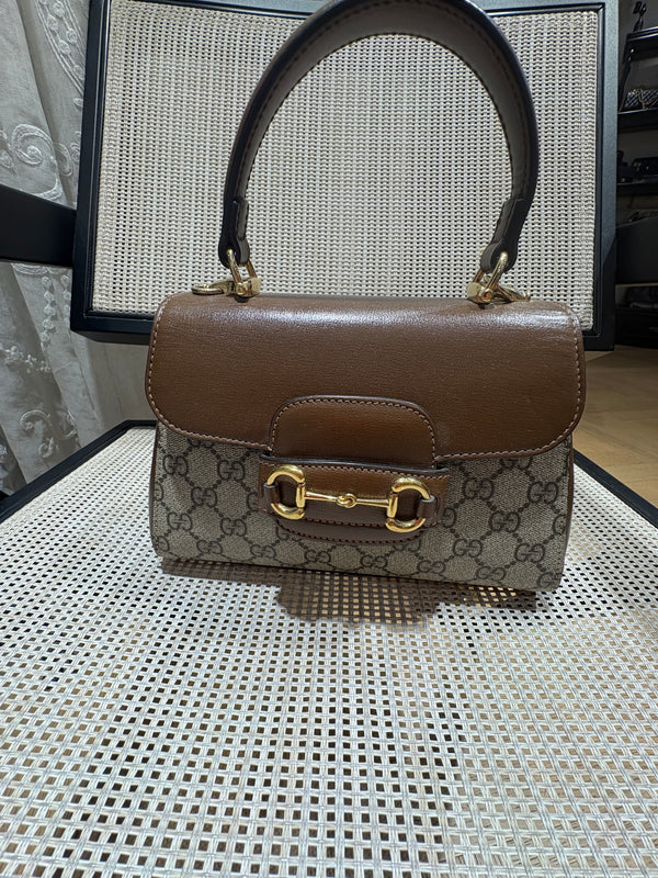 Pre-owned Gucci 1955 Top Handle GG Canvas Horsebit