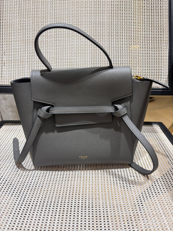 Pre-owned Celine Belt Gray Calfskin Crossbody