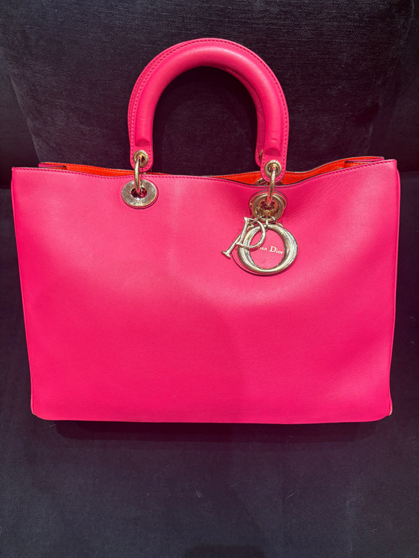 Pre-pwned Christian Dior Dior VIP Hot Pink Calfskin Handbag