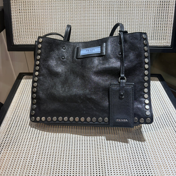 Pre-owned Prada Grainy Textured Calfskin Handbag/Tote
