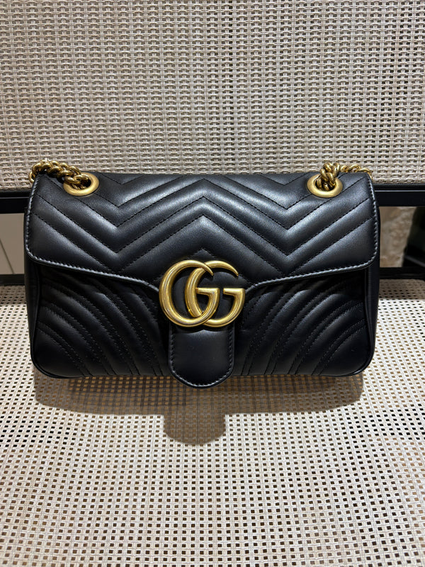 Pre-owned Gucci Marmot Black Calfskin Crossbody