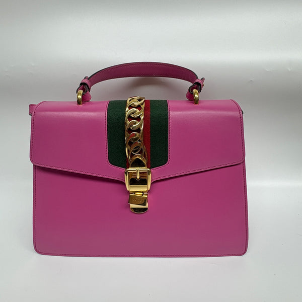 Pre-owned Gucci Sylvia Hot Pink Smooth Calfskin Handbag