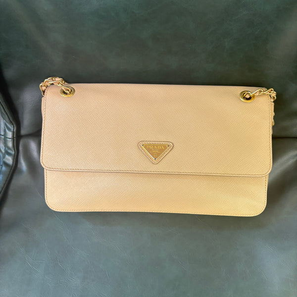 Pre-owned Prada Beige Calfskin Handbag/Crossbody