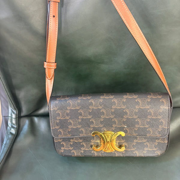 Pre-owned Celine Triomphe Classic Flap Crossbody