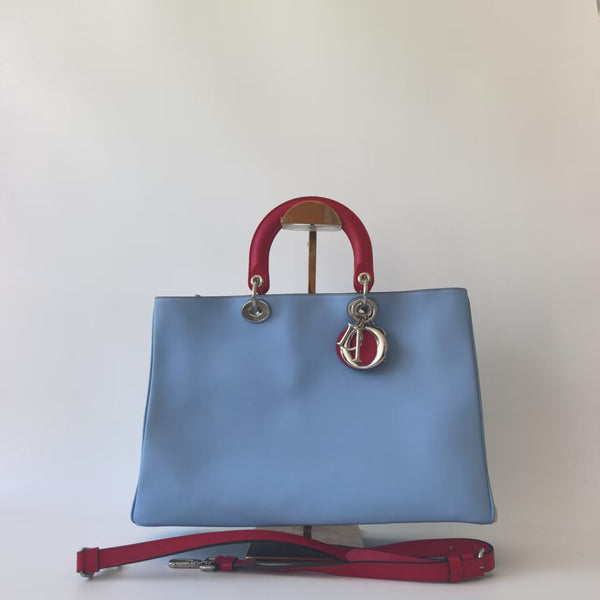 Pre-owned Christian Dior Diorissimo Tote Pebbled Leather Large