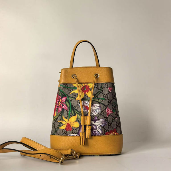 Pre-owned Gucci Foral Bucket Crossbody