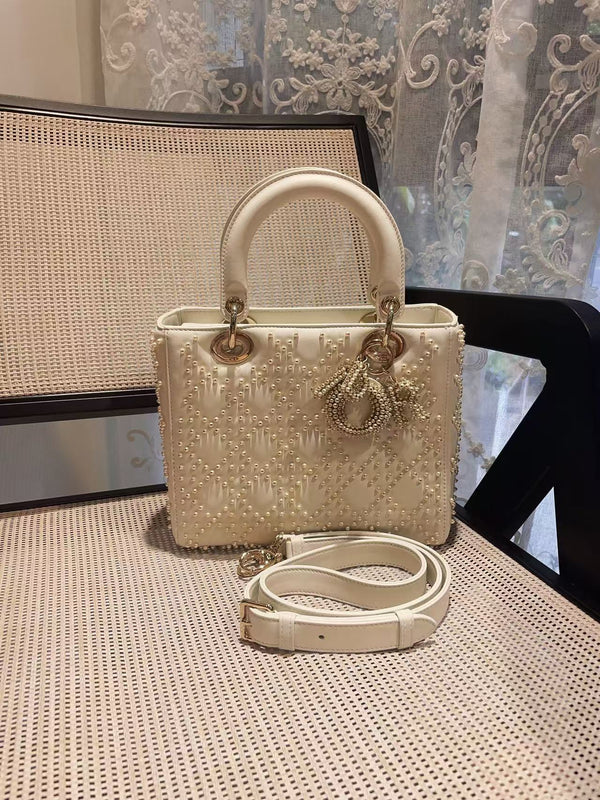 Pre-owned Christian Dior Lady Dior Classic Pearl Studs Crossbody