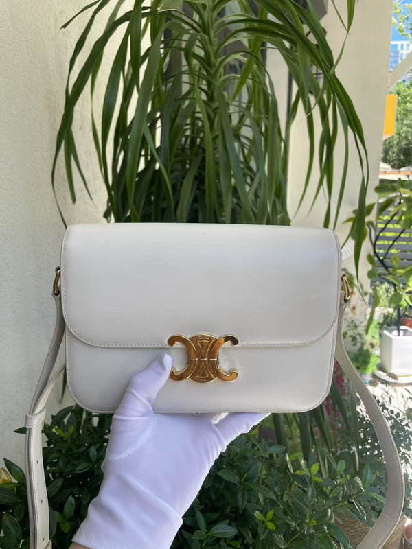 Pre-owned Celine White Calfskin Crossbody