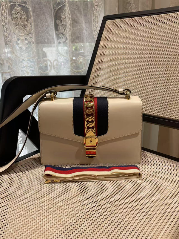 Pre-owned Gucci Sylvia White Calfskin Crossbody