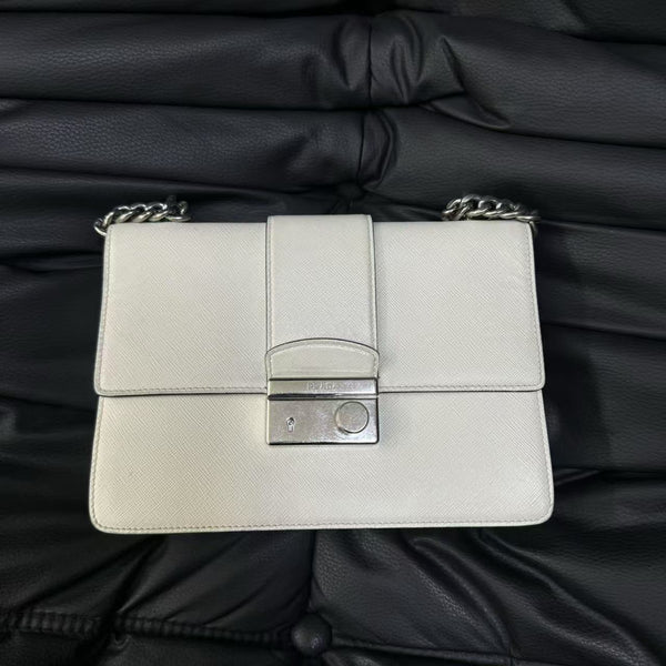 Pre-owned Prada White Calfskin Crossbody