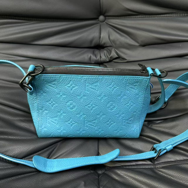 Pre-owned Louis Vuitton Blue Calfskin Monogram Emprinted