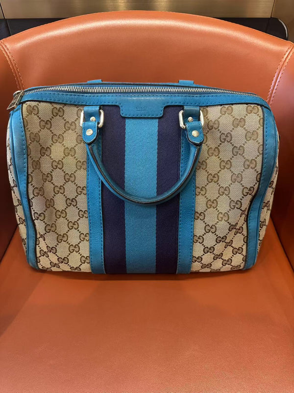 Pre-owned Gucci Boston Blue Calfskin Lining Crossbody