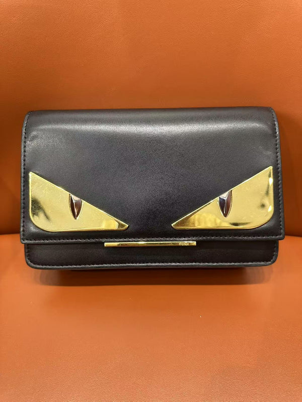 Pre-owned Fendi Black Calfskin WOC Crossbody