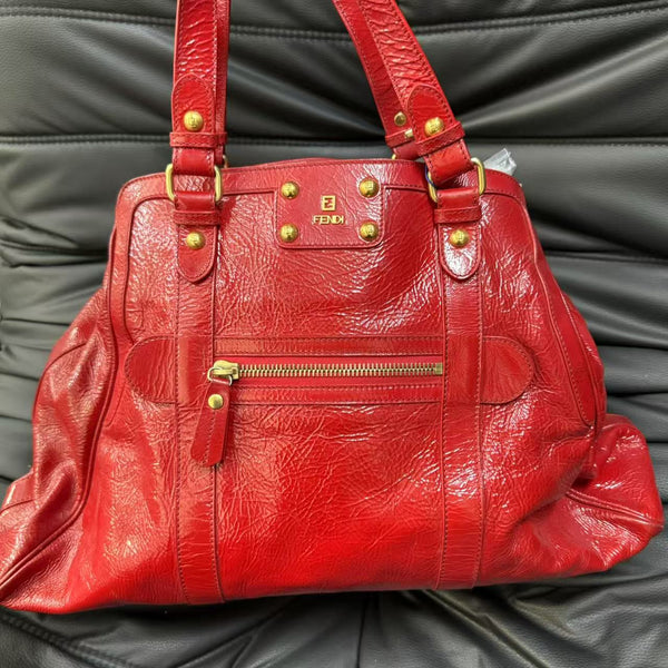 Pre-owned Fendi Waxy Red Calfskin Handbag/Tote