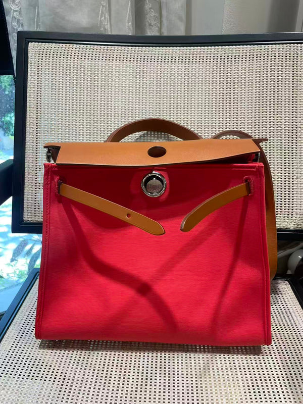 Pre-owned Hermes Herbag 31 Canvas Handbag/Crossbody