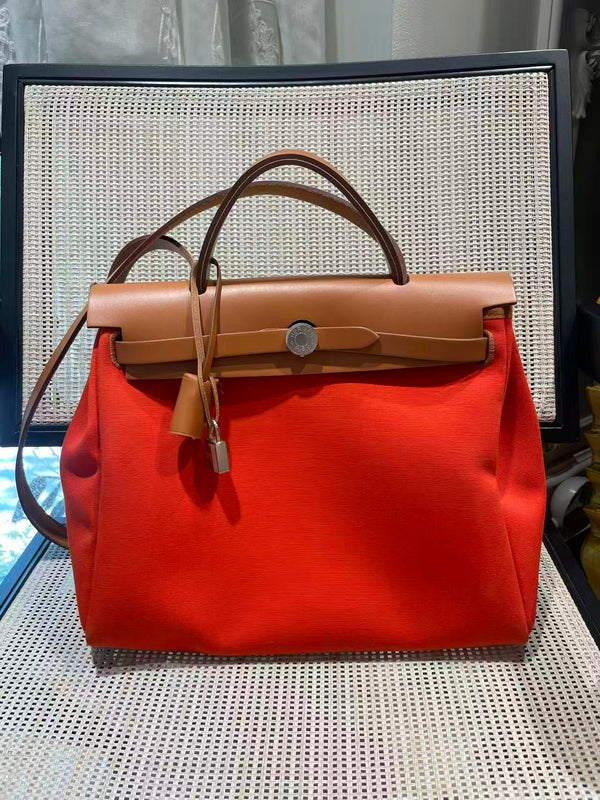 Pre-owned Hermes Herbag 31 Canvas Handbag/Crossbody