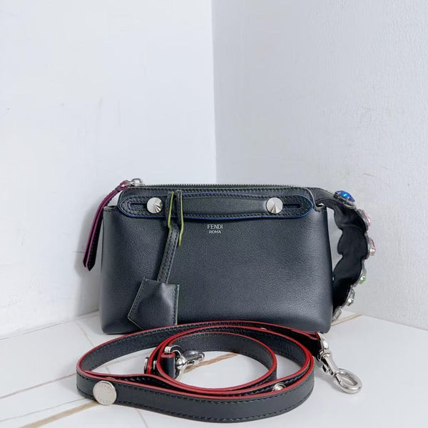 Pre-owned Fendi By The Way Satchel Calfskin Limited Crystal