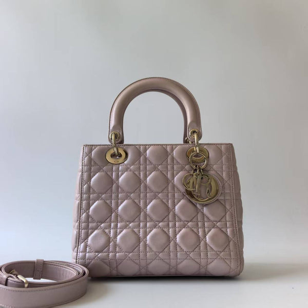 Pre-owned Christian Dior Lady Dior Pearl Calfskin Crossbody