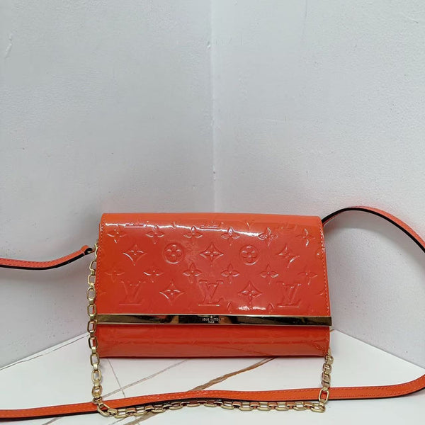 Pre-owned Louis Vuitton Orange Patent Leather Vintage Crossbody/Clutch