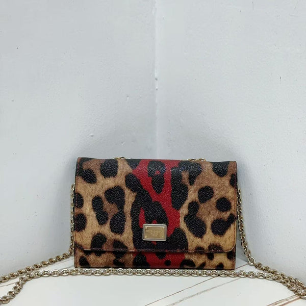 Pre-owned Dolce&Gabbana Sisley Leopard Print WOC crossbody