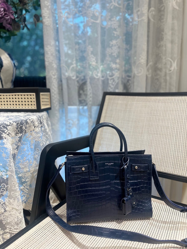 Pre-owned Saint Laurent Sac de Jour NM Bag Crocodile Embossed Leather Baby