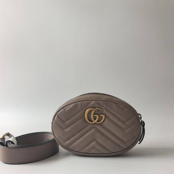Pre-owned Gucci GG Marmont Belt Bag Matelasse Leather