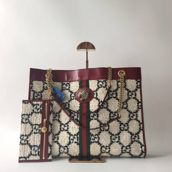 Pre-owned Gucci Rajah Chain Tote GG Limited Large