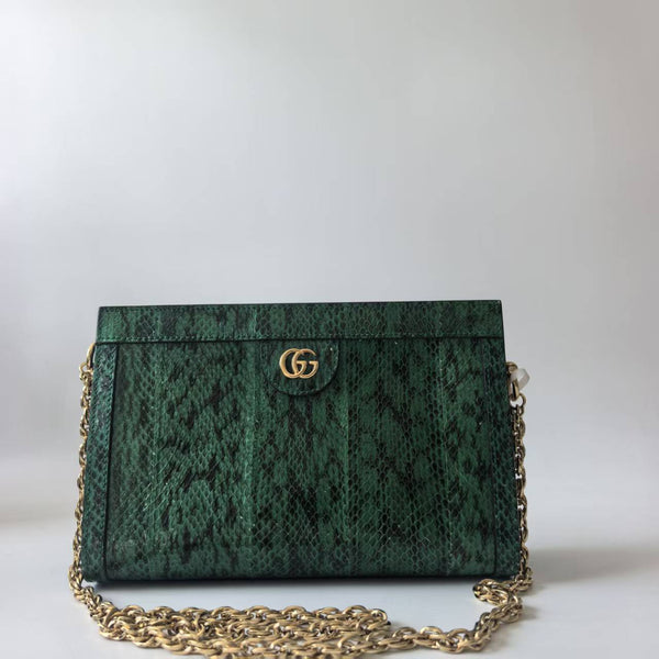 Pre-owned Gucci Ophidia Chain Shoulder Bag Python Exotic Skin Small
