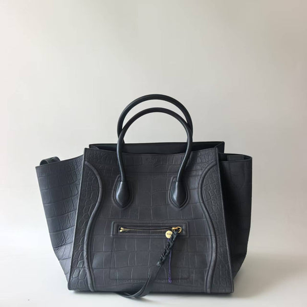 Pre-owned Celine Phantom Bag Crocodile Embossed Leather Medium