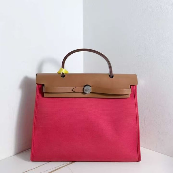 Pre-owned Hermes Herbag Zip Leather and Toile 31