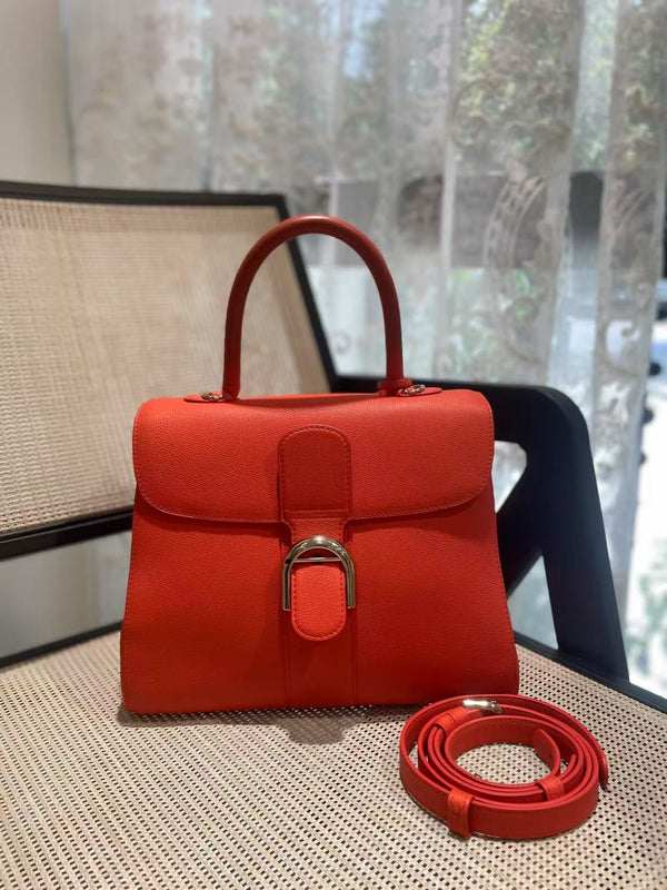 Pre-owned Delvaux Brillant Top Handle Bag Leather MM
