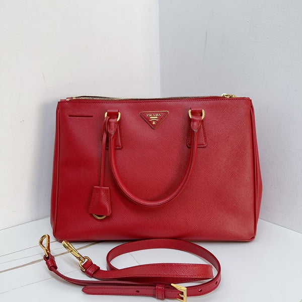 Pre-owned Prada Galleria Double Zip Tote Saffiano Leather Medium