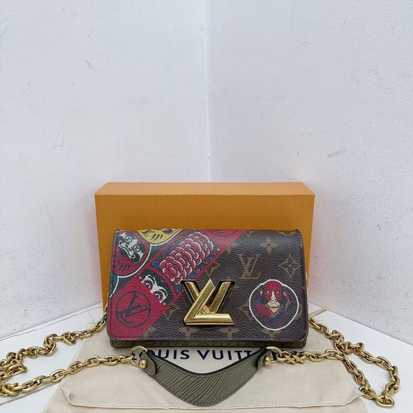Pre-owned Louis Vuitton Twist Handbag Limited Edition Kabuki Stickers Monogram Canvas and Epi Leather