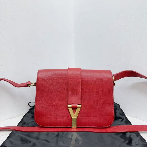 Pre-owned Saint Laurent Cabas Red Calfskin Crossbody