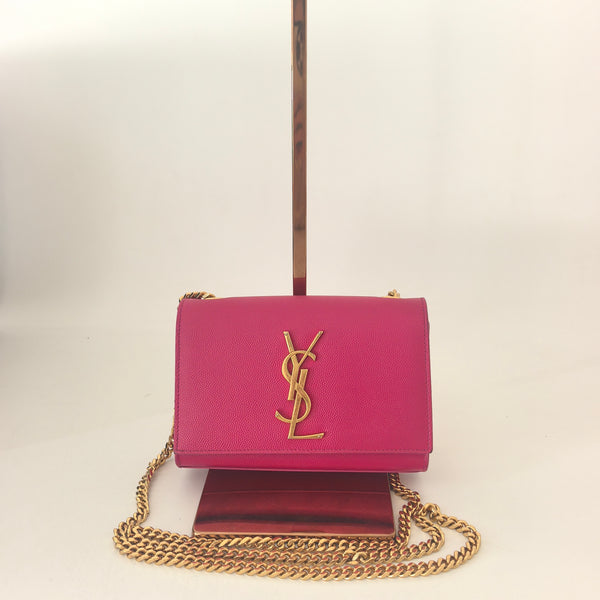 Pre-owned Saint Laurent Classic Monogram Crossbody Bag Grainy Leather Small