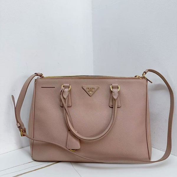 Pre-owned Prada Double Zip Lux Tote Saffiano Leather Small