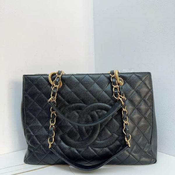 Pre-owned Chanel Grand Shopping Tote Quilted Caviar