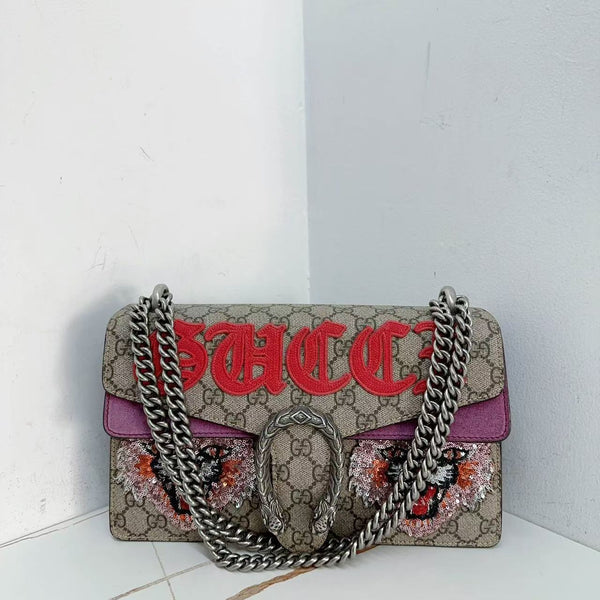 Pre-owned Gucci Dionysus Bag Embroidered GG Coated Canvas Small
