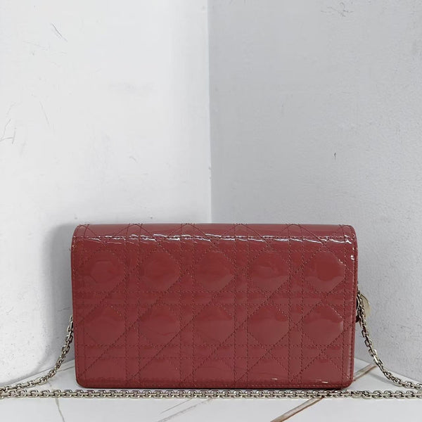 Pre-owned Christian Dior Coral Patent Leather Crossbody