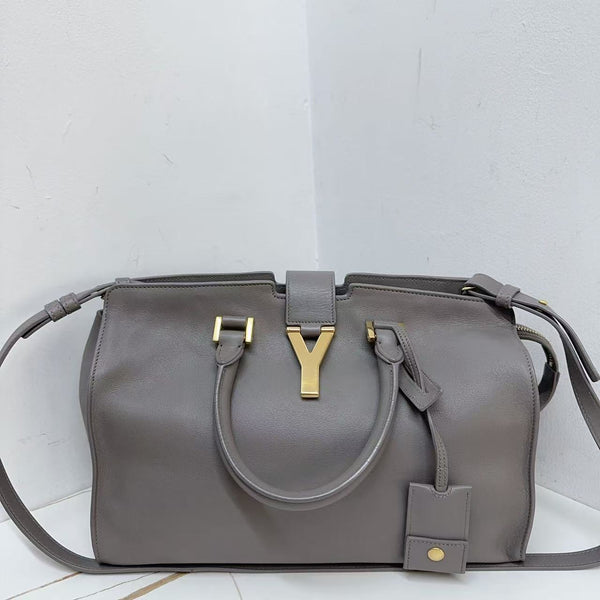 Pre-owned Saint Laurent Y Cabas Gray Calfskin Crossbody