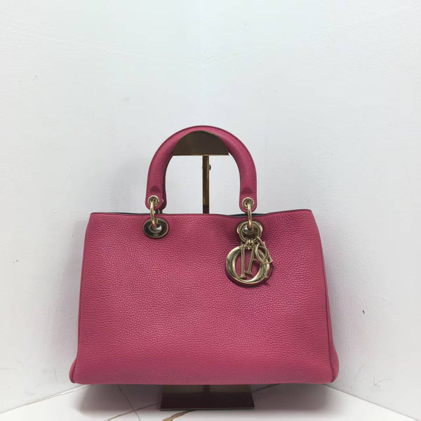 Pre-owned Christian Dior Diorissimo Tote Pebbled Leather Medium